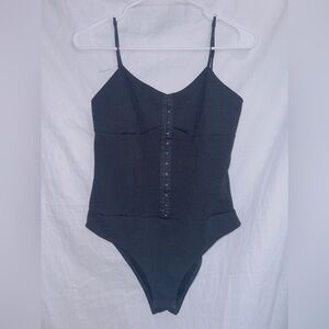 Madi Mase NWT Black Sleeveless Button Up Bodysuit size large